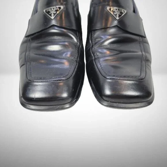 Prada Brushed Leather Triangle Logo Loafers Size: 8.5 - Picture 15 of 16
